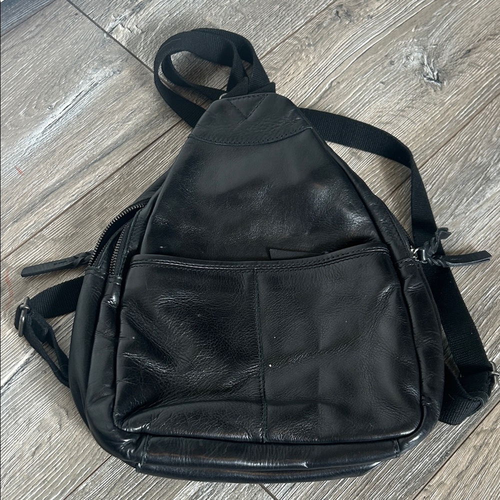 Elegant Black Leather Women's Backpack